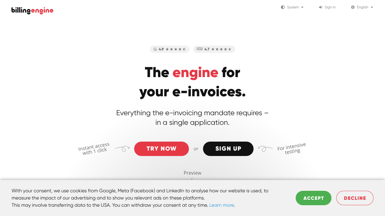 BillingEngine website screenshot