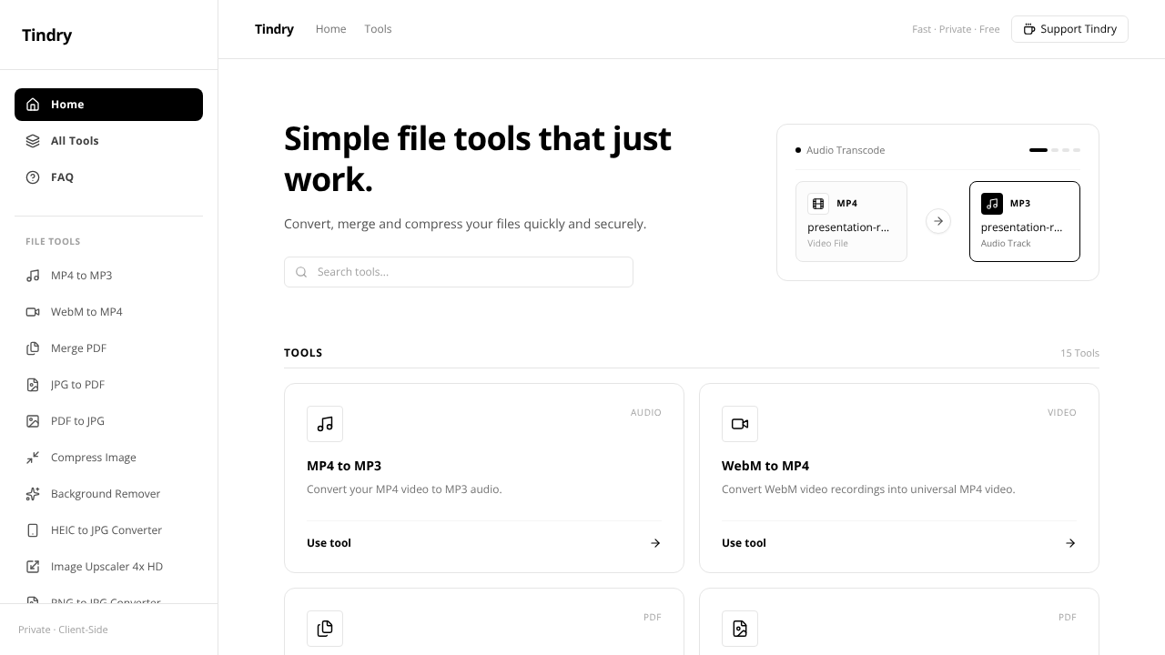 Tindry website screenshot