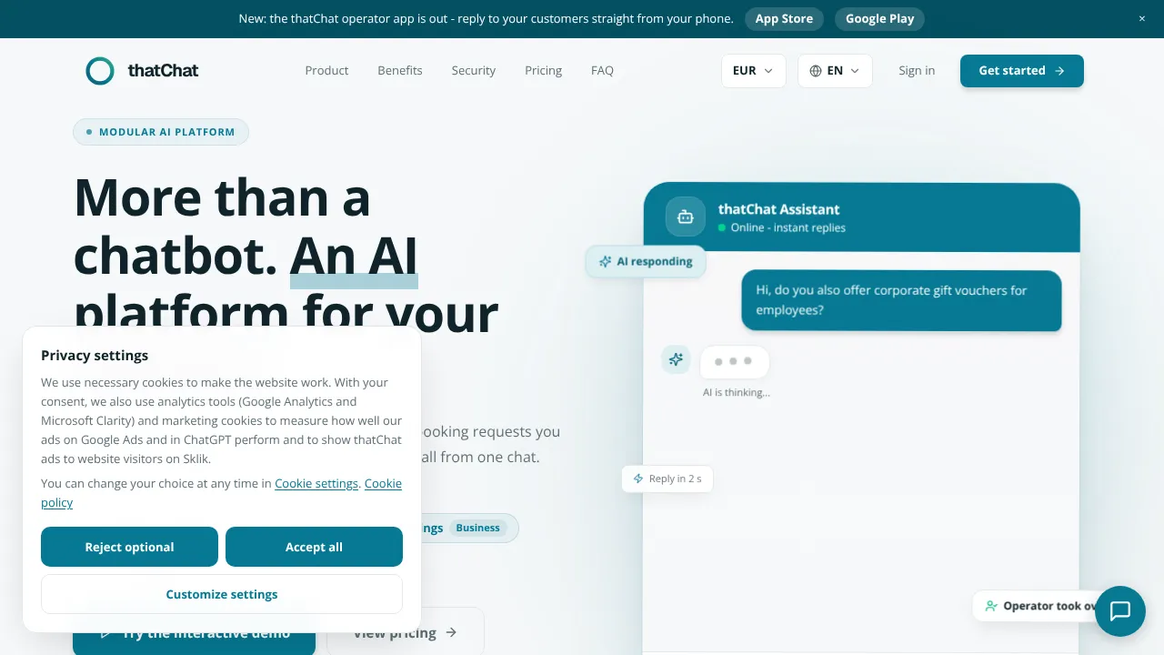 thatChat website screenshot