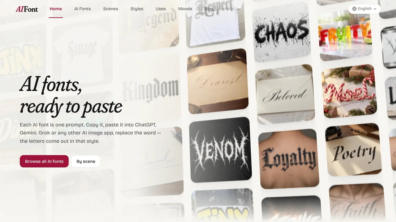 AIFont website screenshot