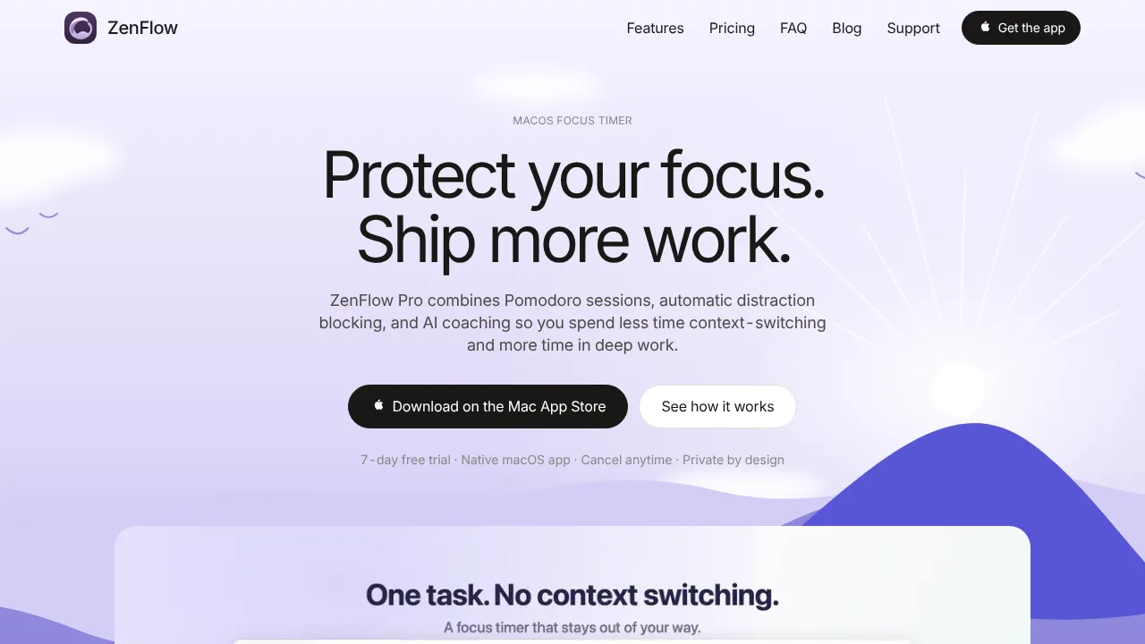 ZenFlow website screenshot