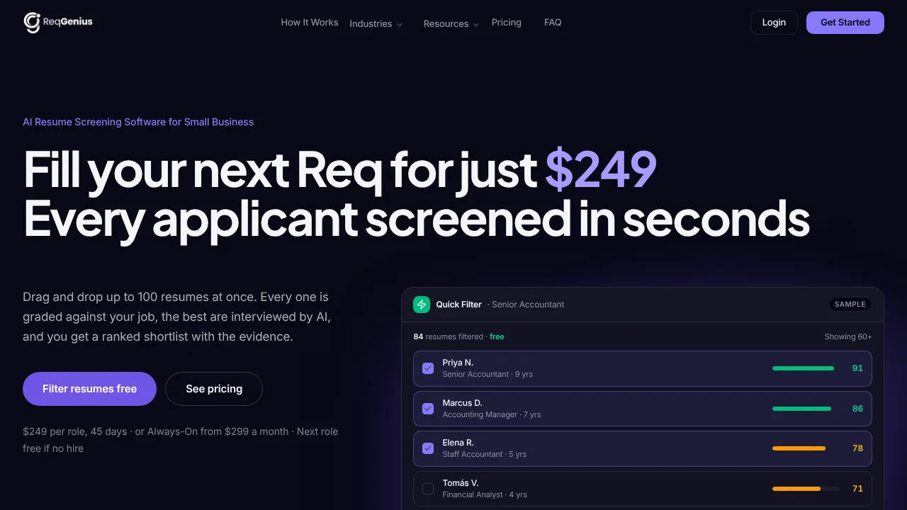 ReqGenius website screenshot