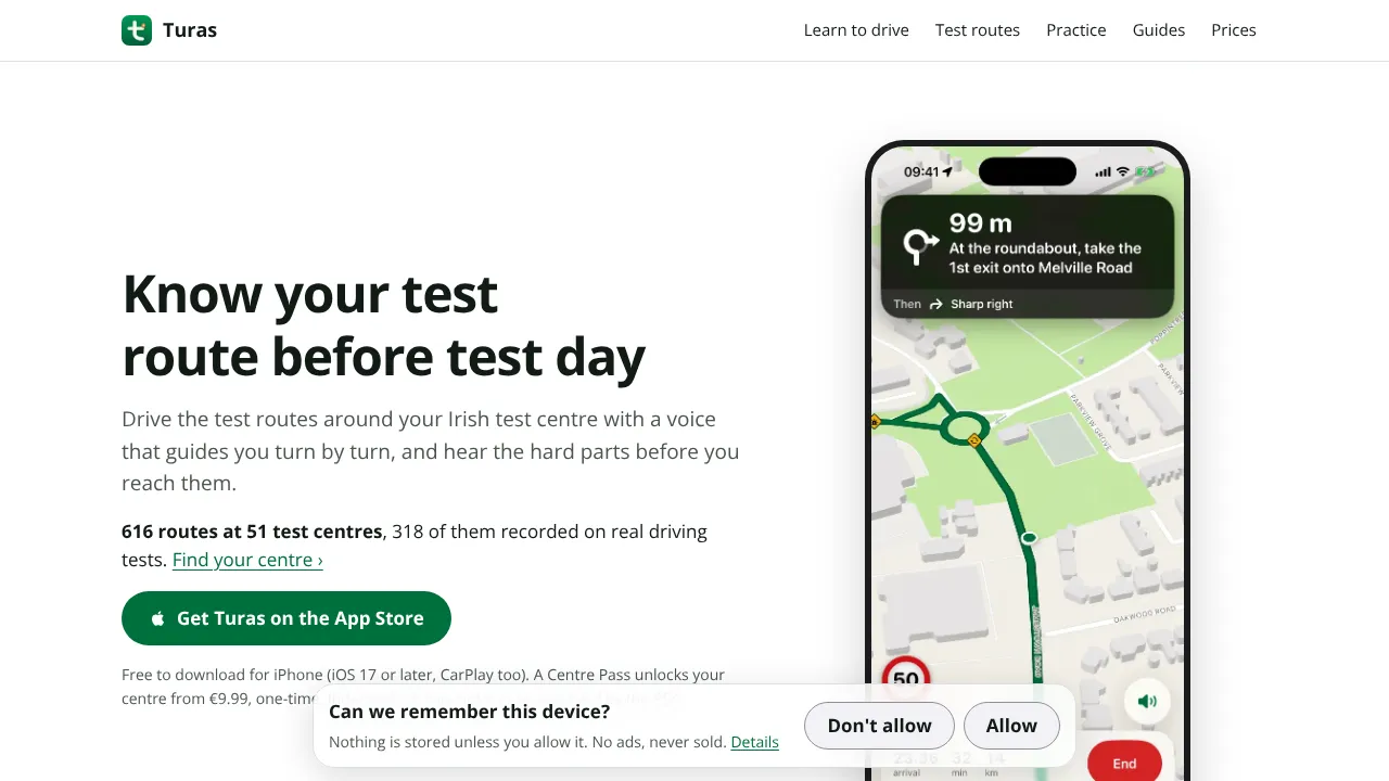 Turas website screenshot