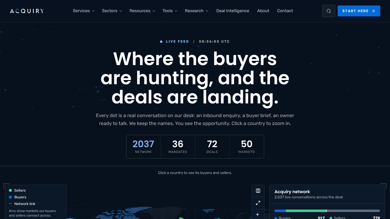 Acquiry website screenshot