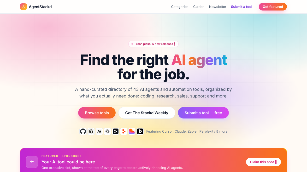 AgentStackd website screenshot