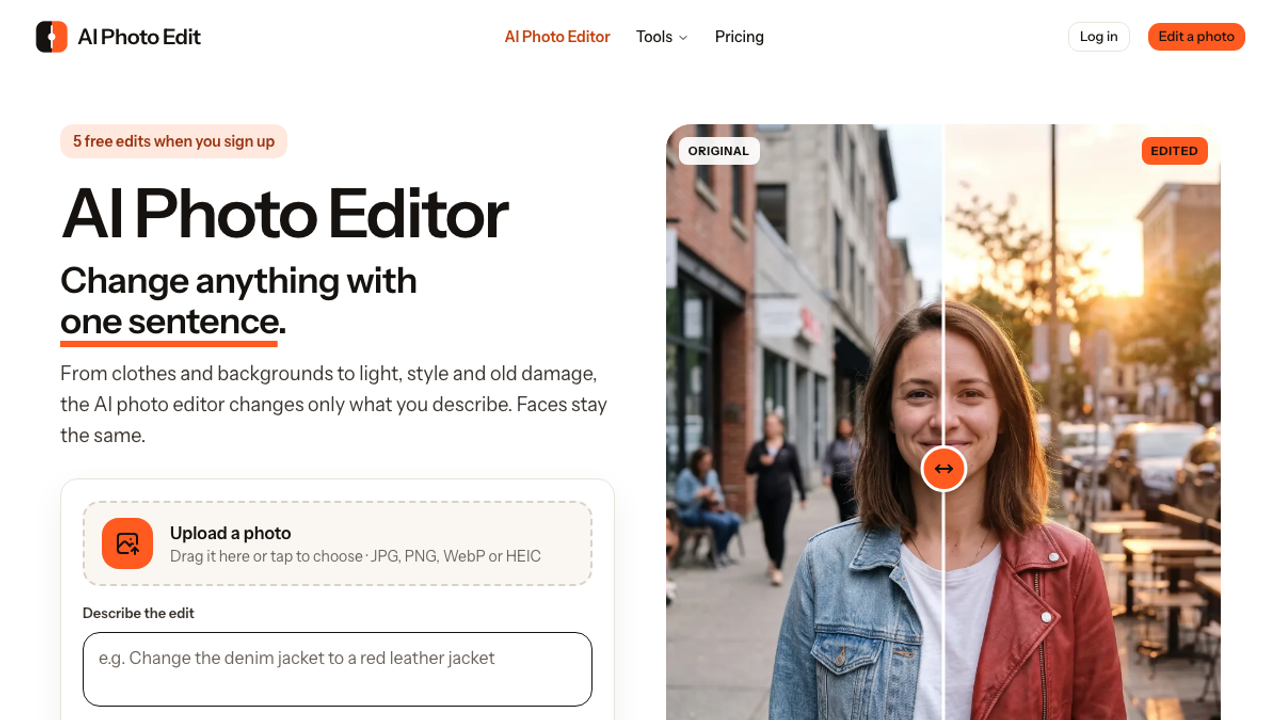 AI Photo Editor website screenshot