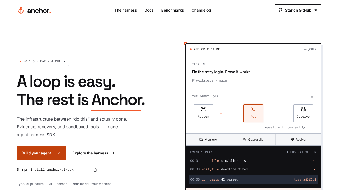 Anchor SDK website screenshot