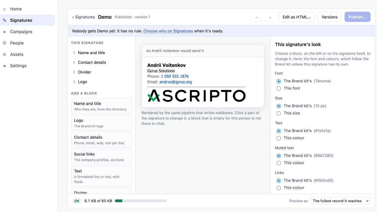 Ascripto website screenshot