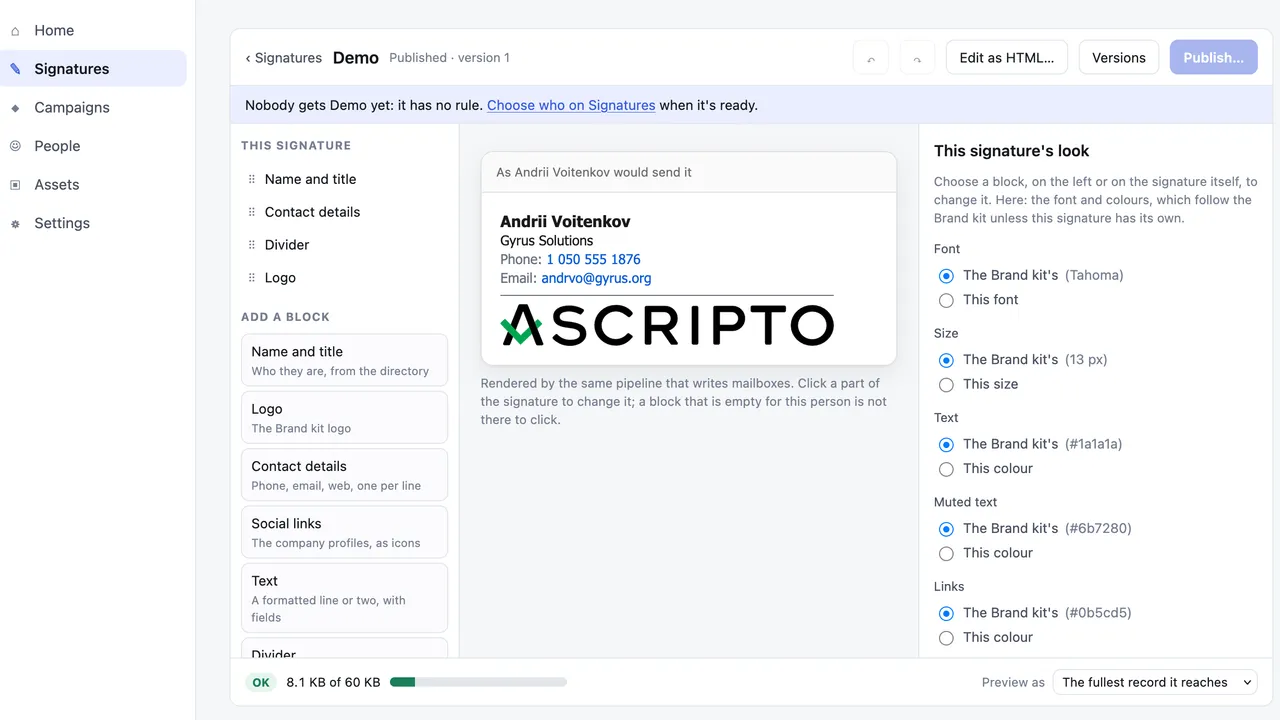 Ascripto website screenshot