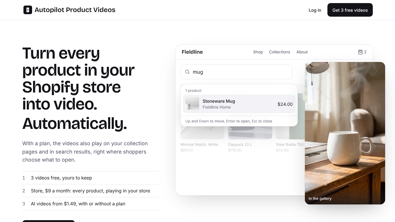 Autopilot Product Videos website screenshot