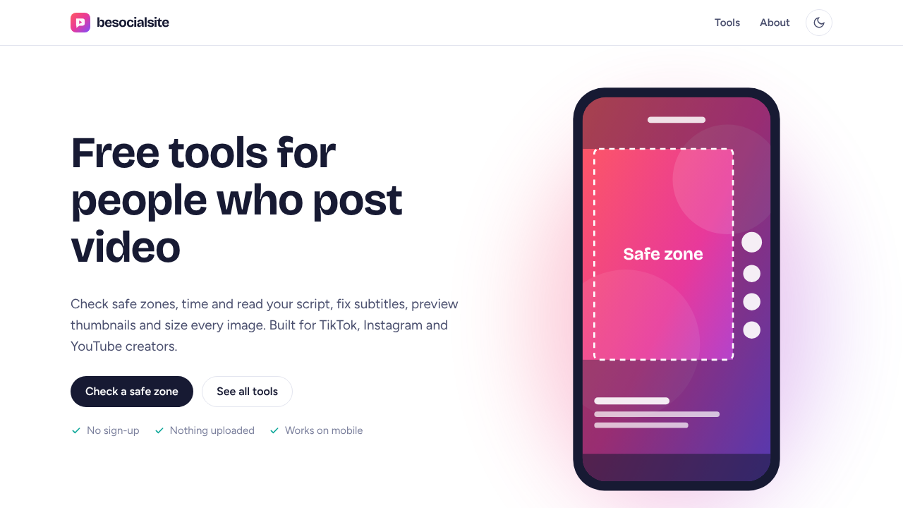 BeSocialSite website screenshot