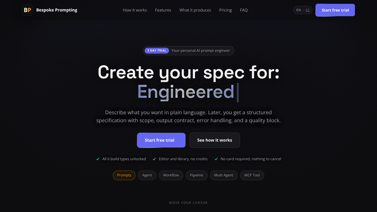 Bespoke Prompting website screenshot