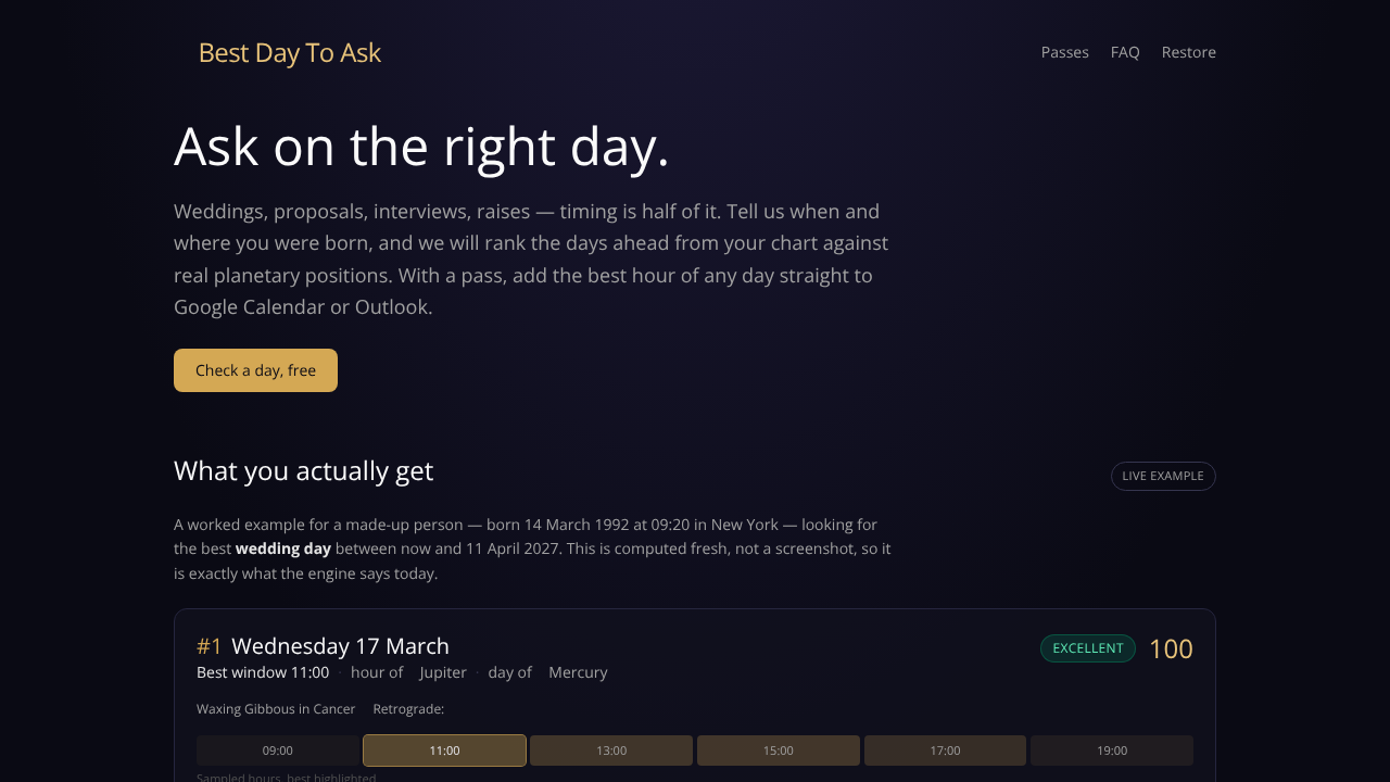 bestdaytoask.com website screenshot