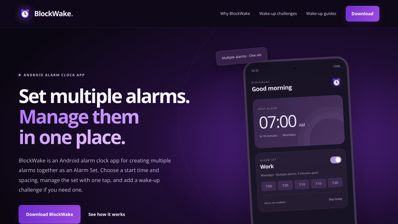 BlockWake: Manage Multiple Alarms