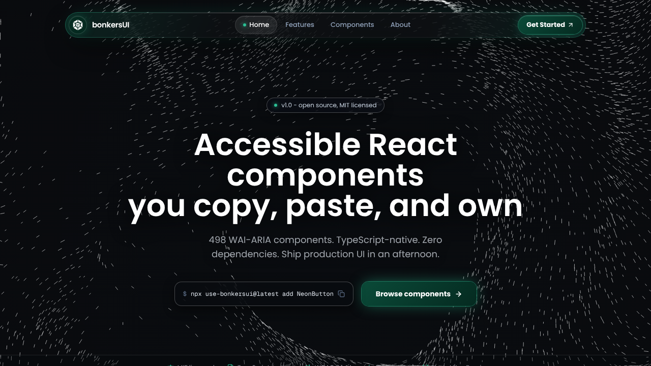 bonkersUI website screenshot