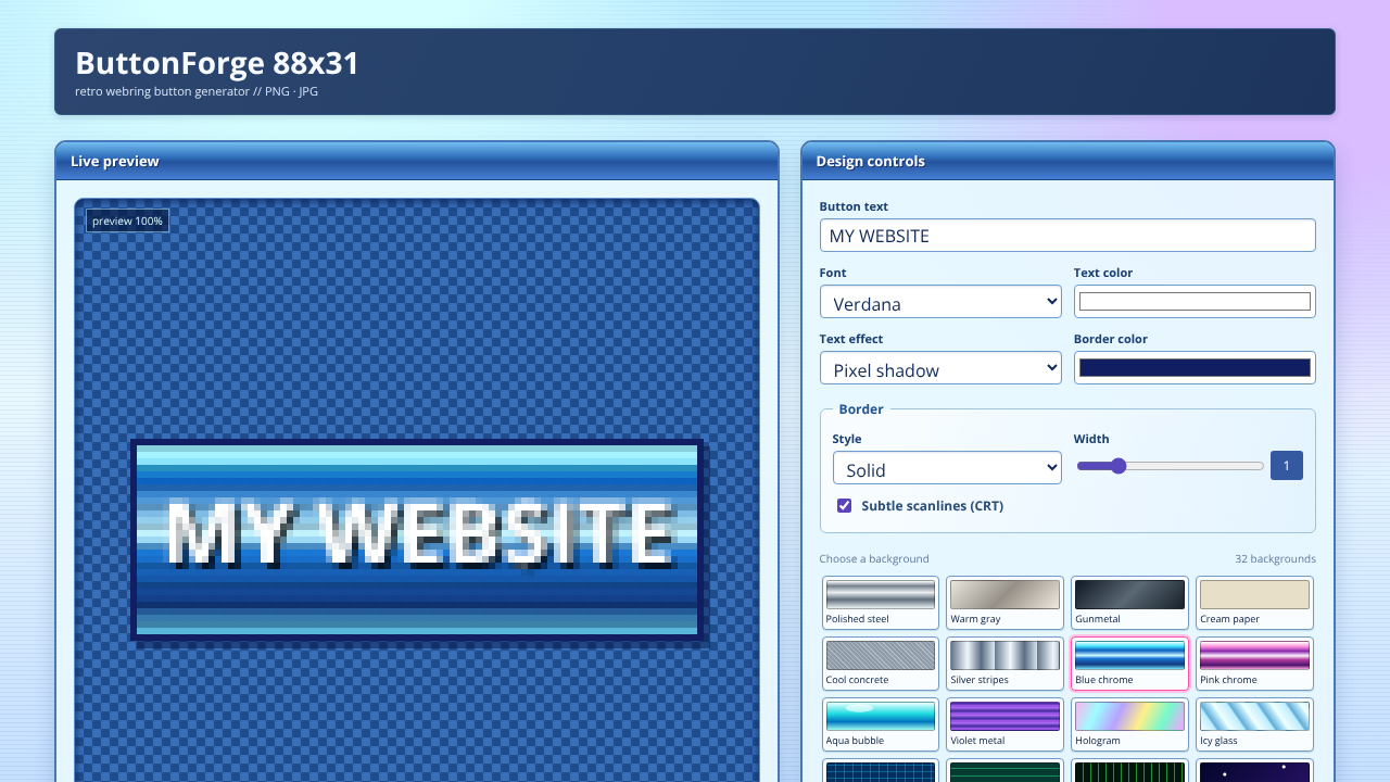 buttonForge website screenshot