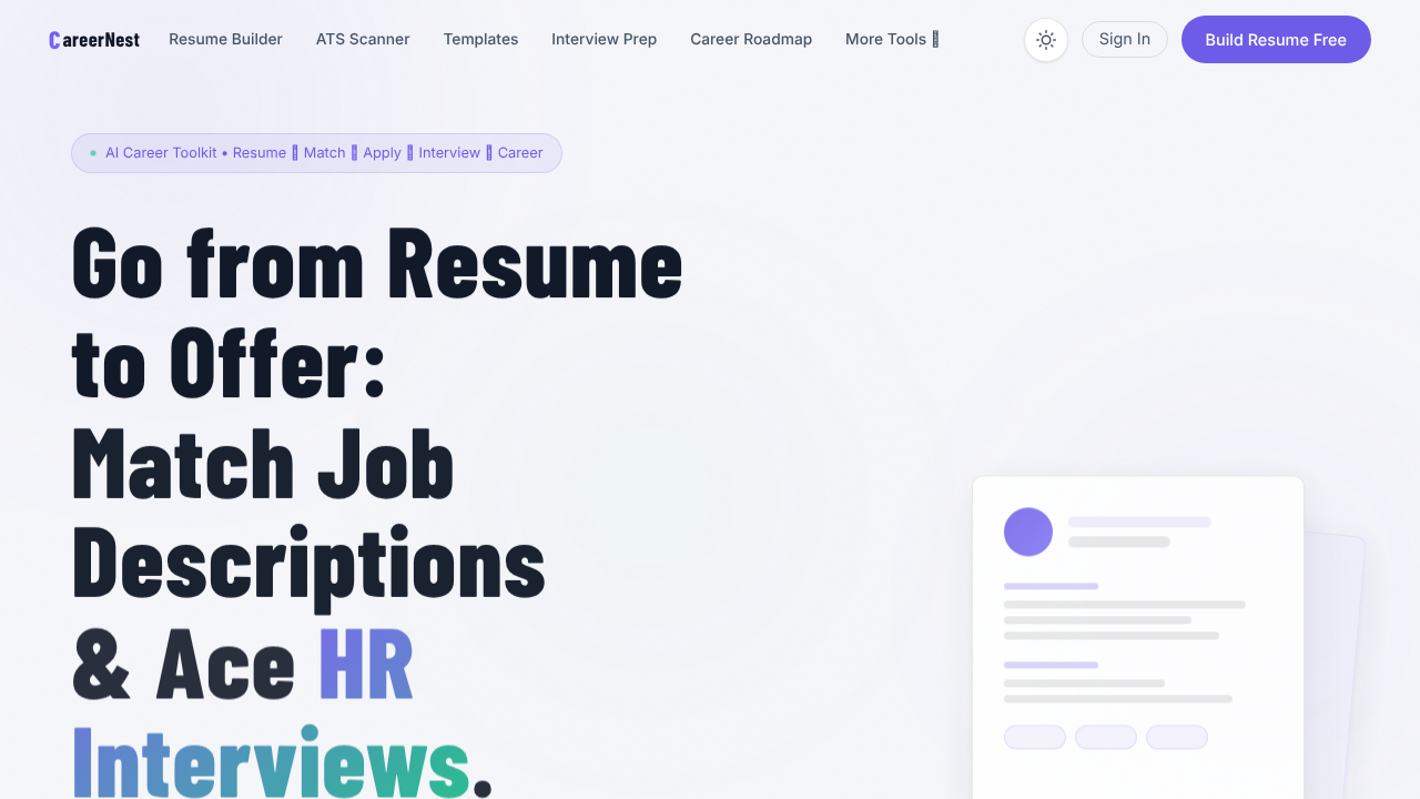 CareerNest website screenshot