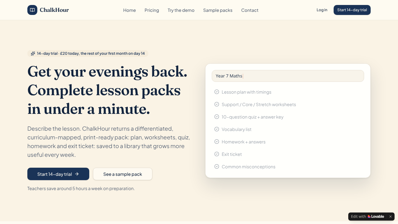 ChalkHour website screenshot