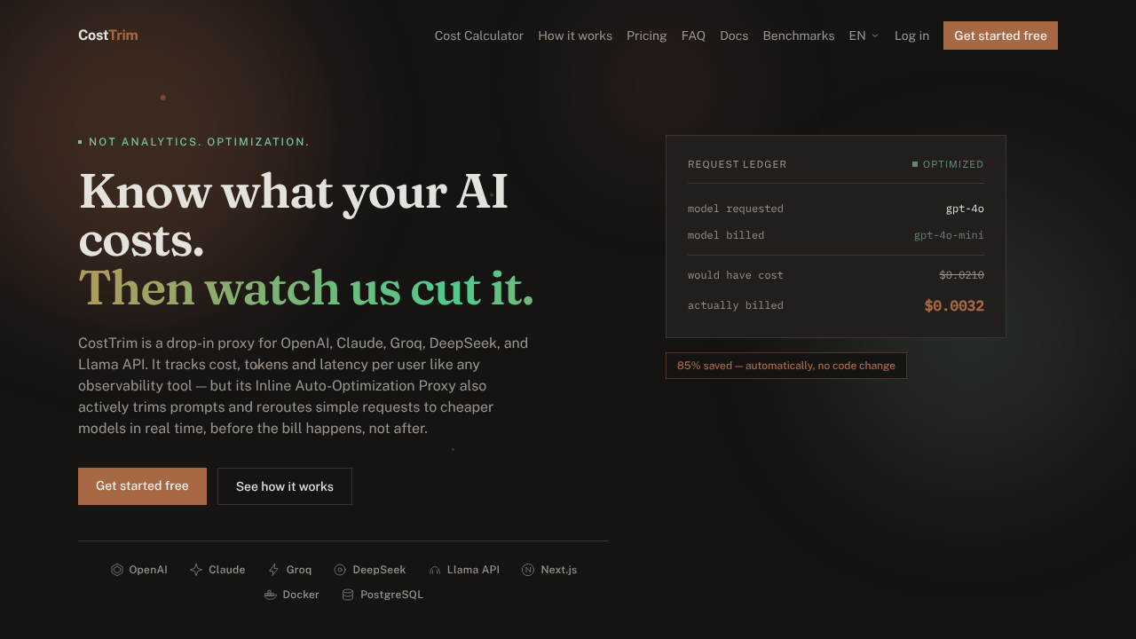 CostTrim website screenshot