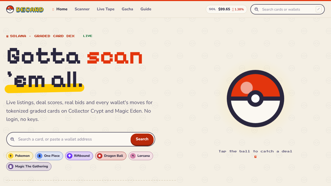 Decard website screenshot