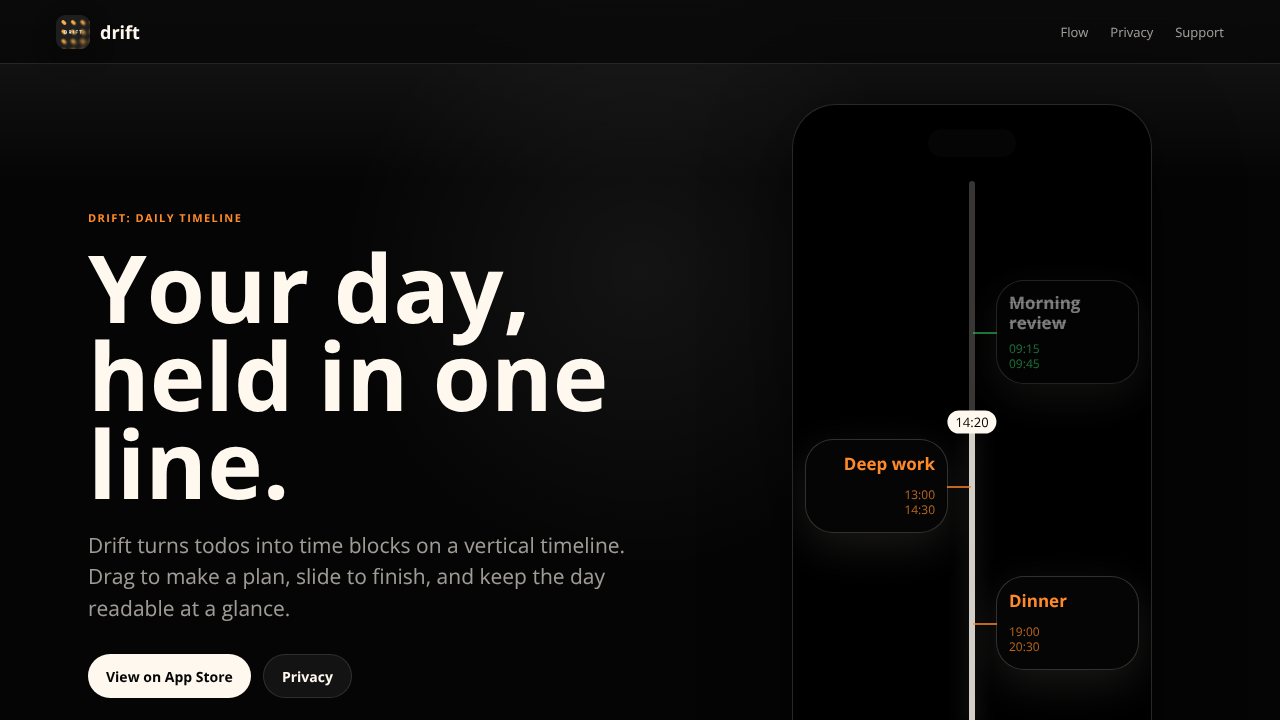 Drift: Daily Timeline website screenshot
