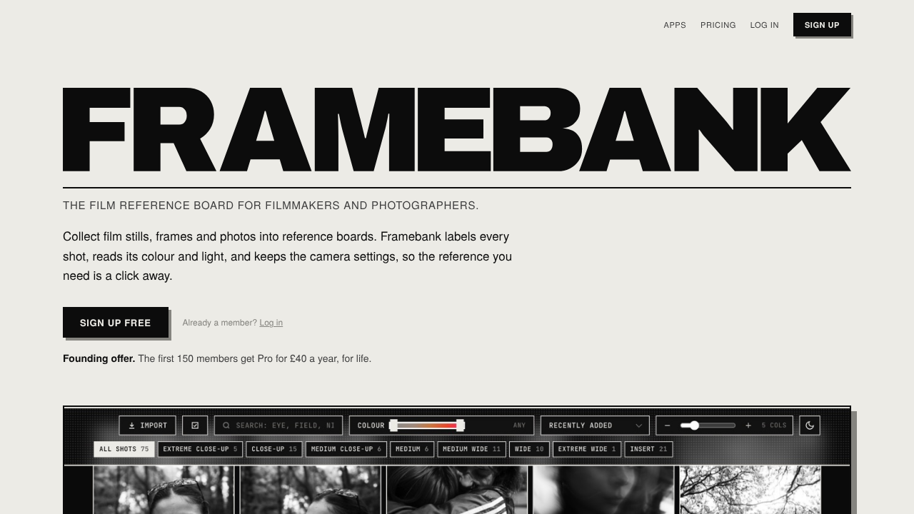 Framebank website screenshot