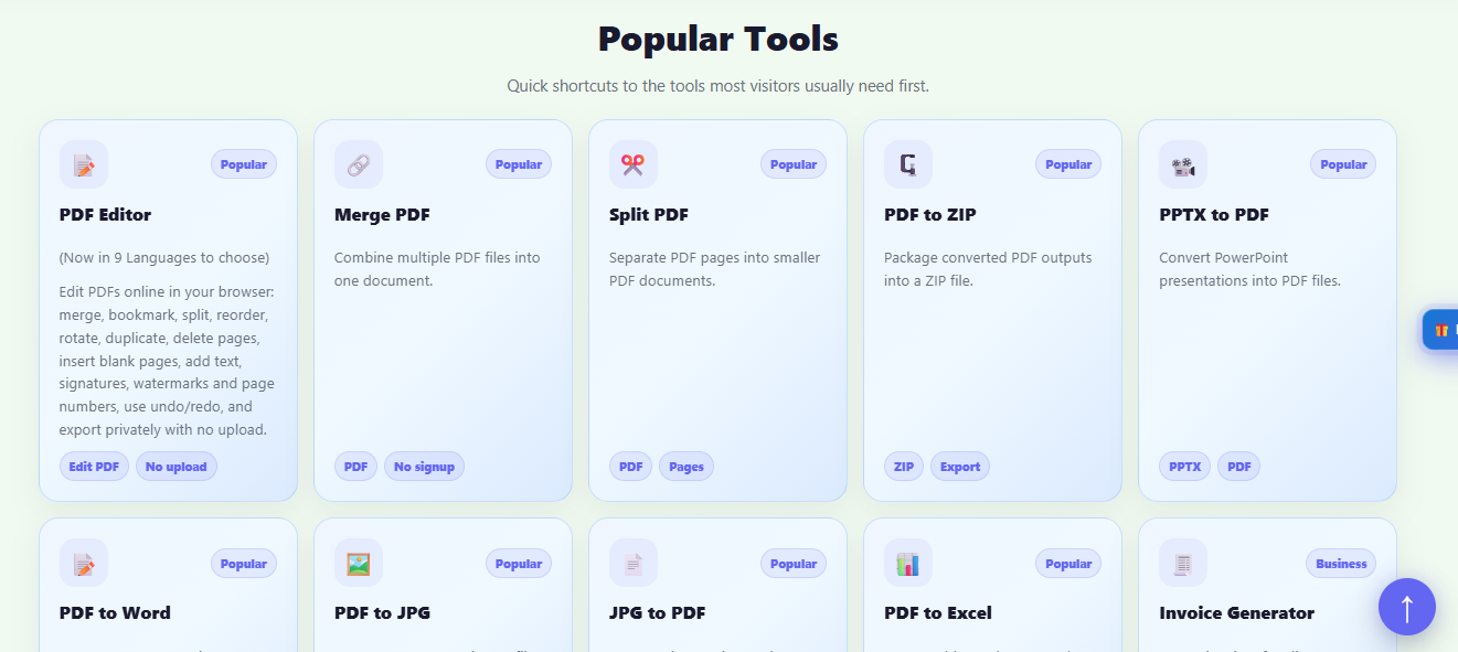 Free PDF Tools Online - Merge, Split, Convert & Compress | SimplePDFTools website screenshot