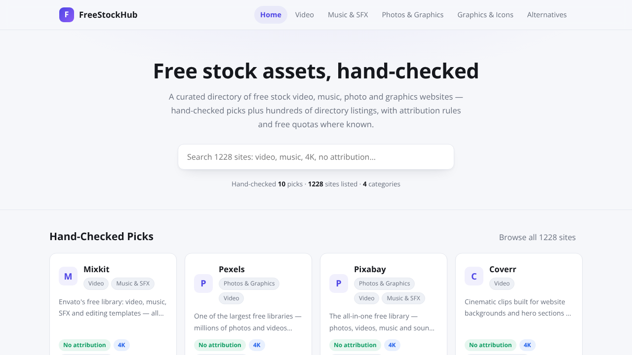 FreeStockHub website screenshot