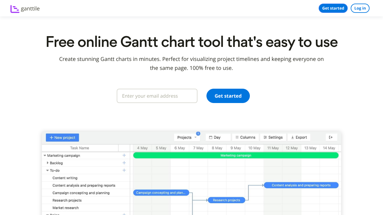 Ganttile website screenshot
