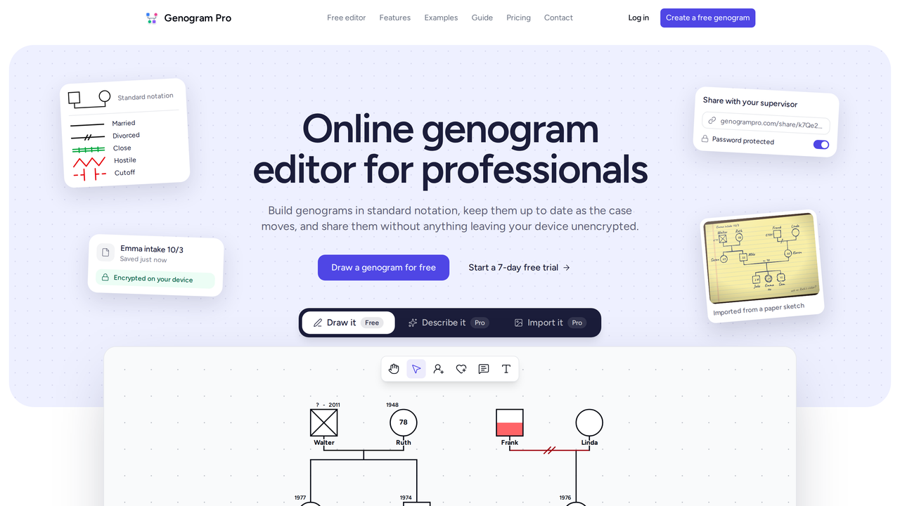 Genogram Pro website screenshot