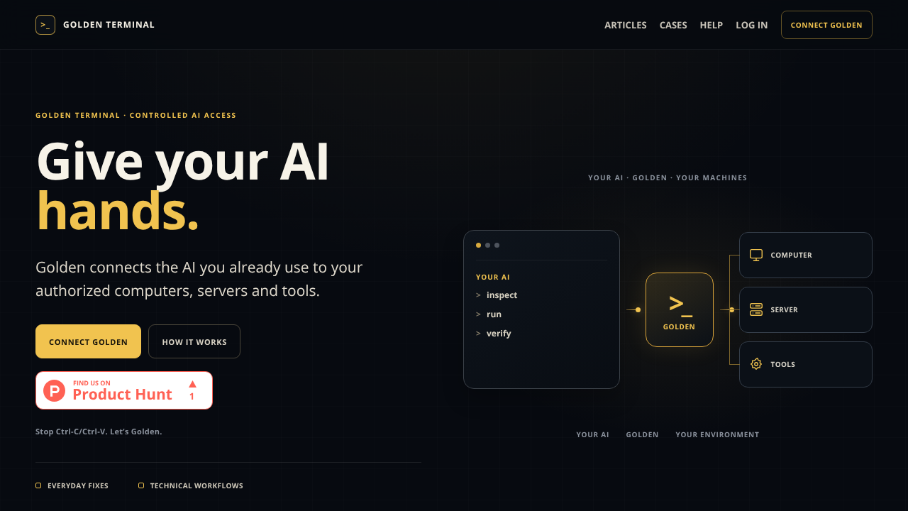 Golden Terminal SSH website screenshot