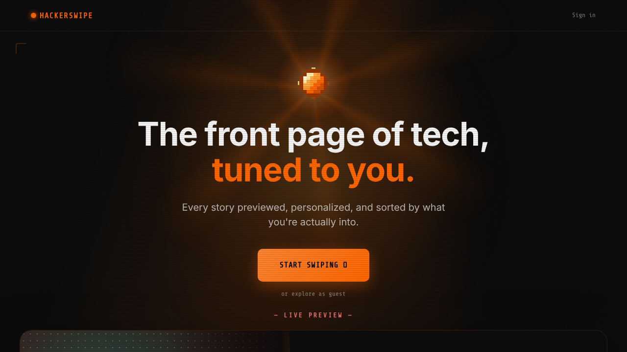 HackerSwipe website screenshot