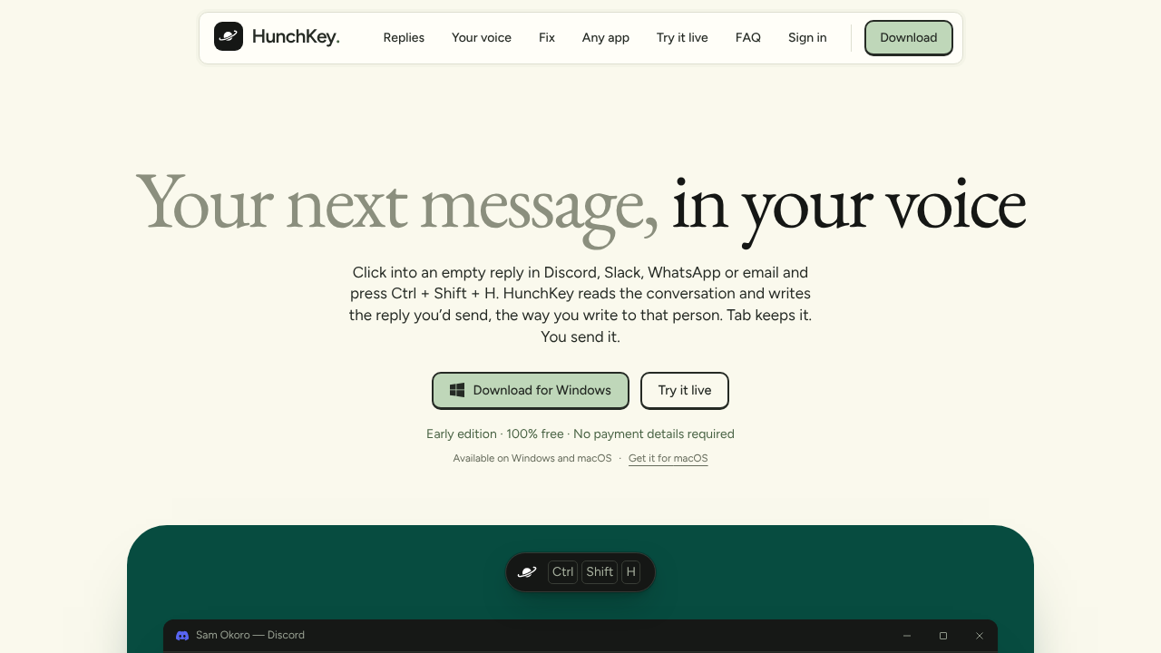 HunchKey website screenshot