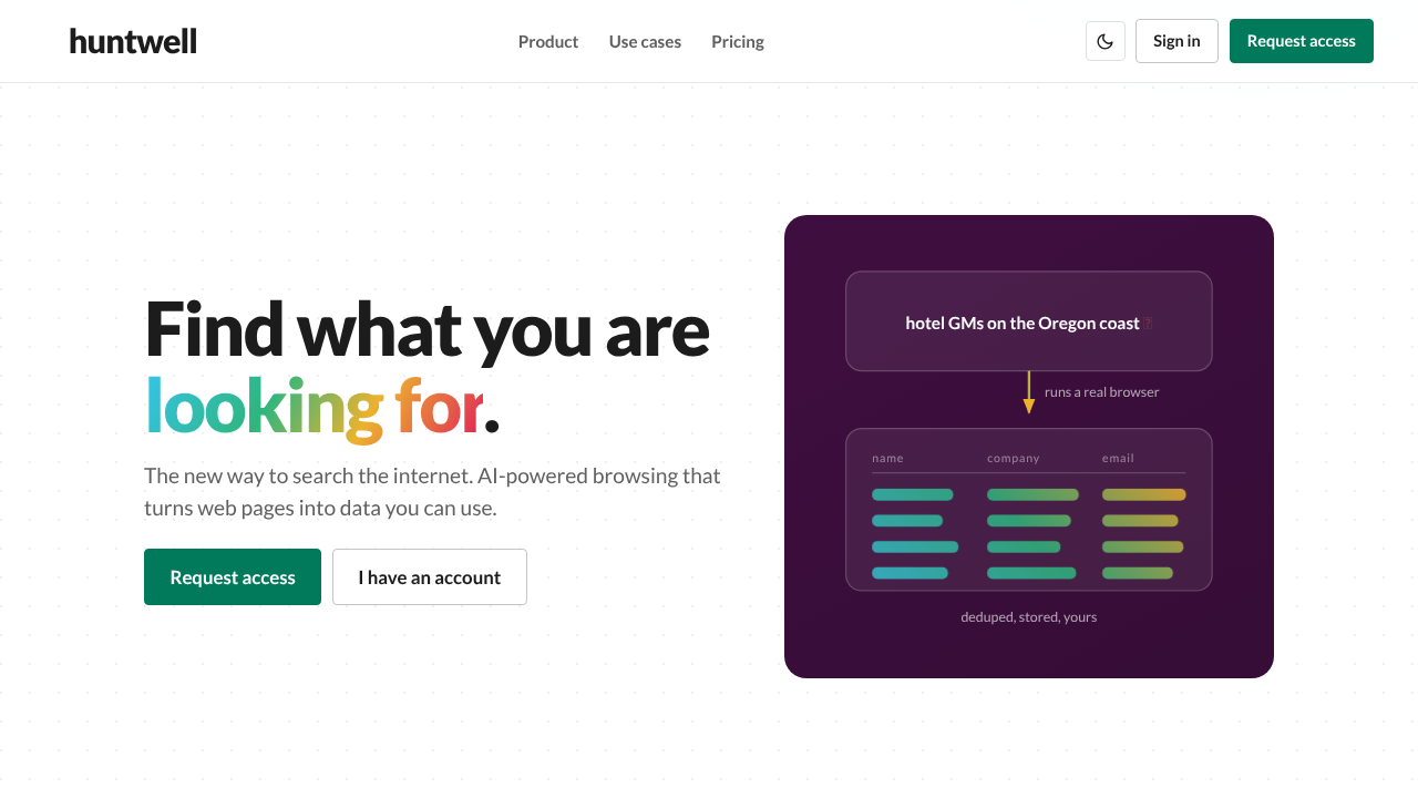 Huntwell website screenshot