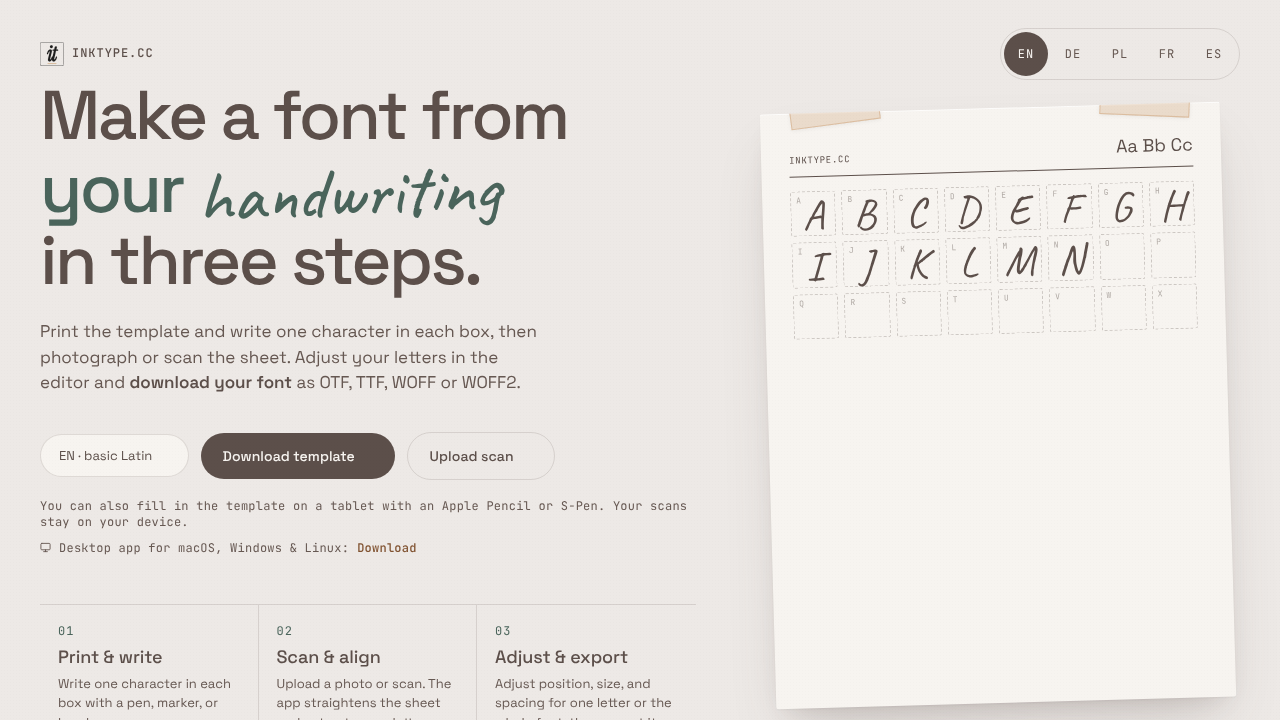 inktype website screenshot