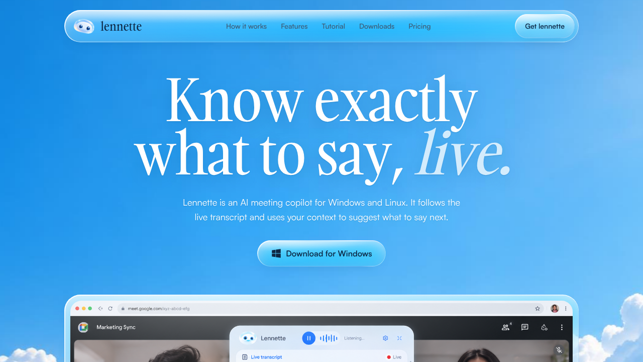 Lennette website screenshot