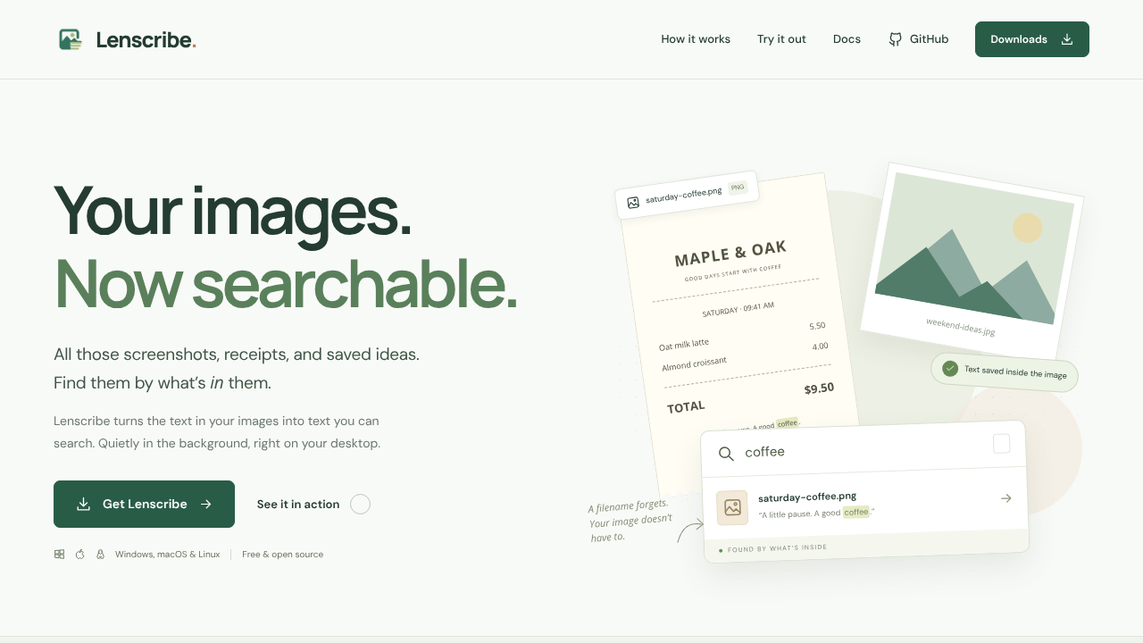 Lenscribe website screenshot