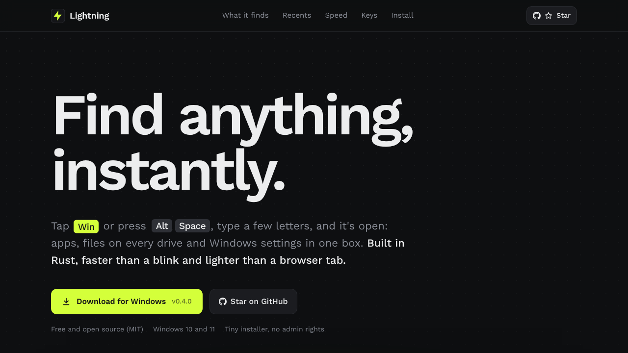 Lightning website screenshot