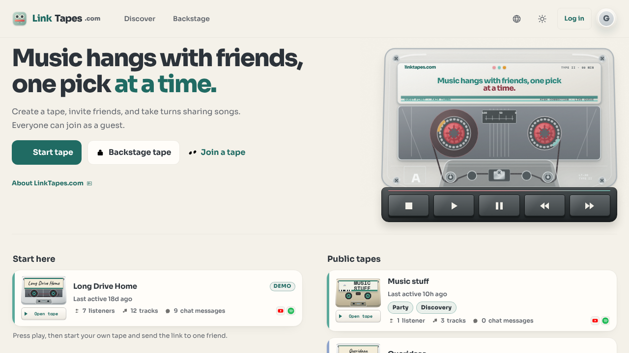 Link Tapes website screenshot