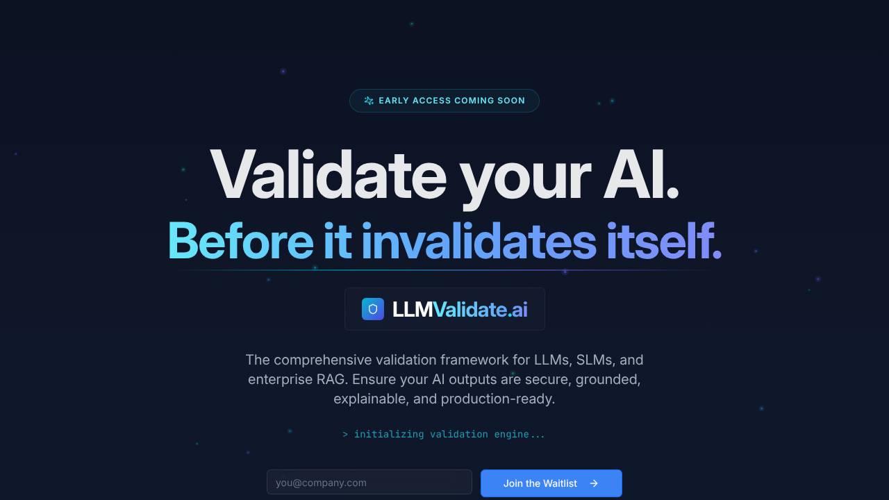 LLMValidate.ai website screenshot