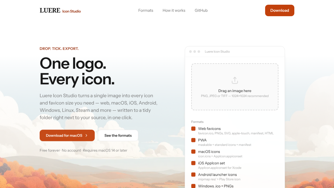 Luere Icon Studio website screenshot