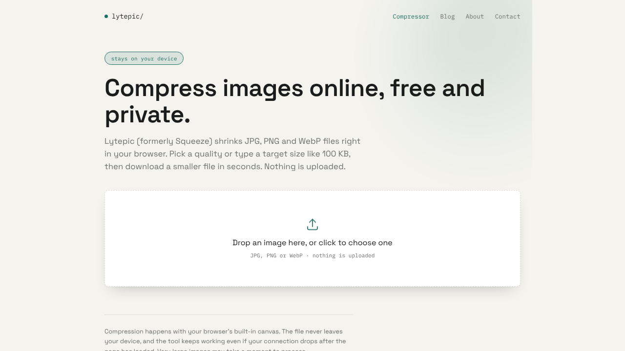 Lytepic Image Compressor website screenshot