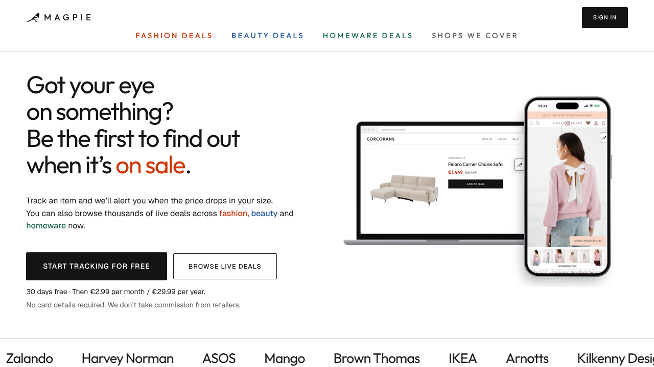 Magpie website screenshot