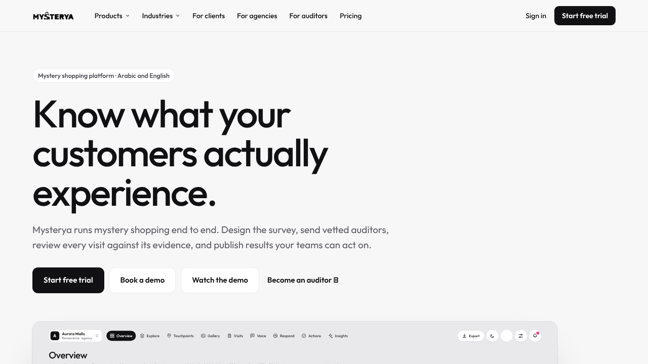 Mysterya website screenshot