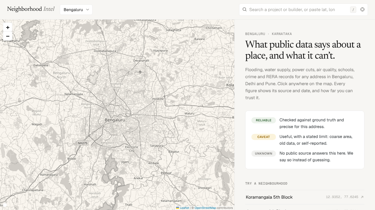 Neighborhood Intel website screenshot