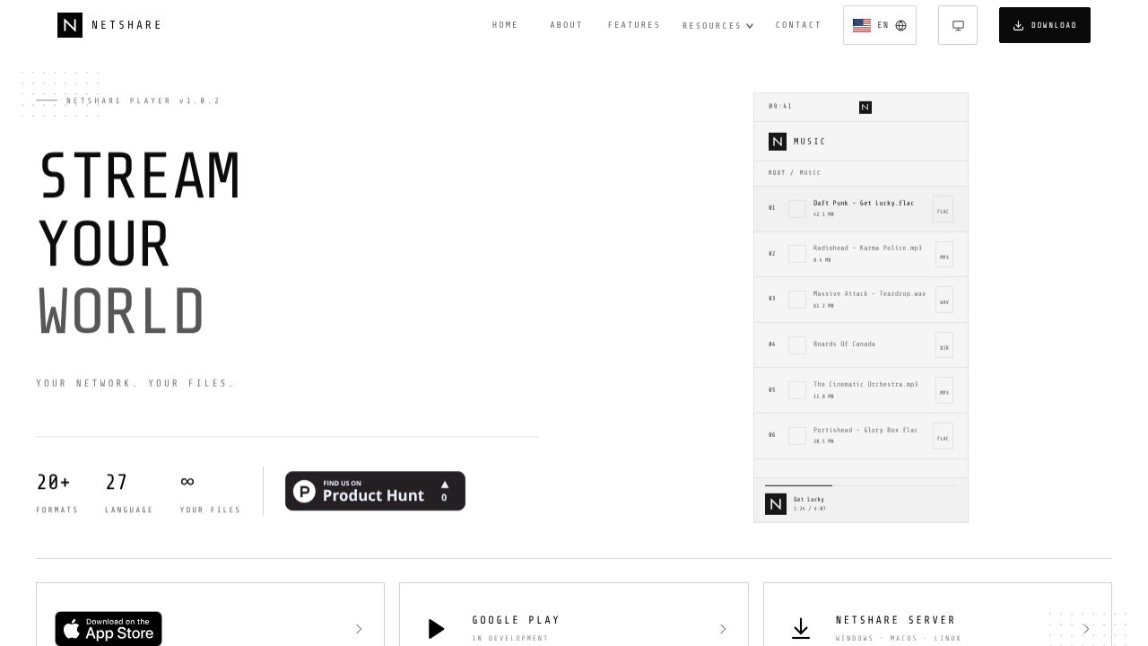 NetShare Player website screenshot