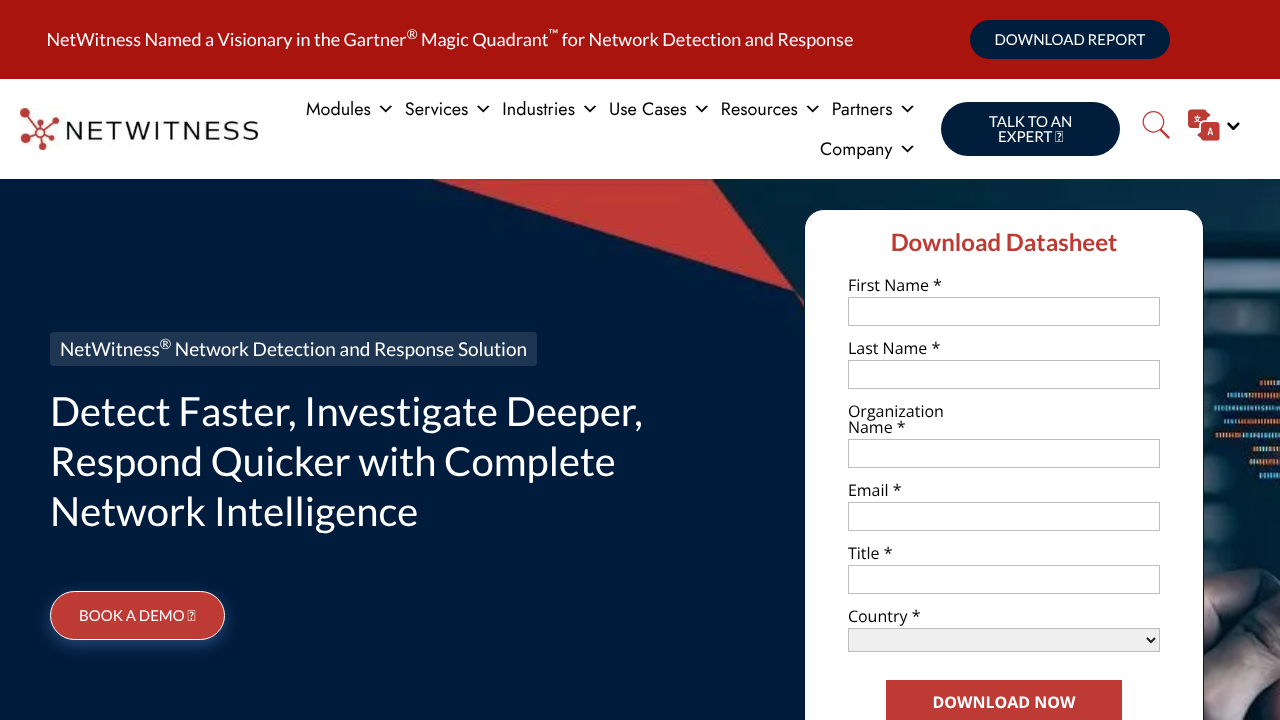 NetWitness NDR website screenshot