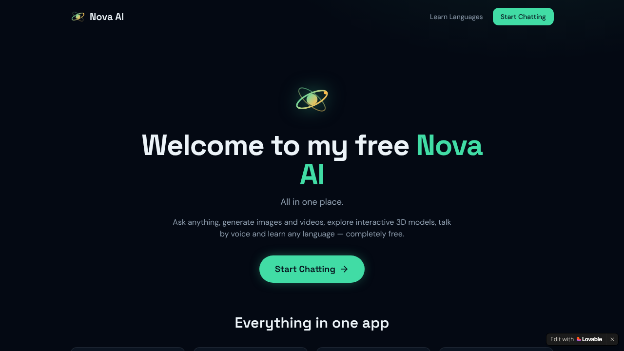 Nova AI website screenshot