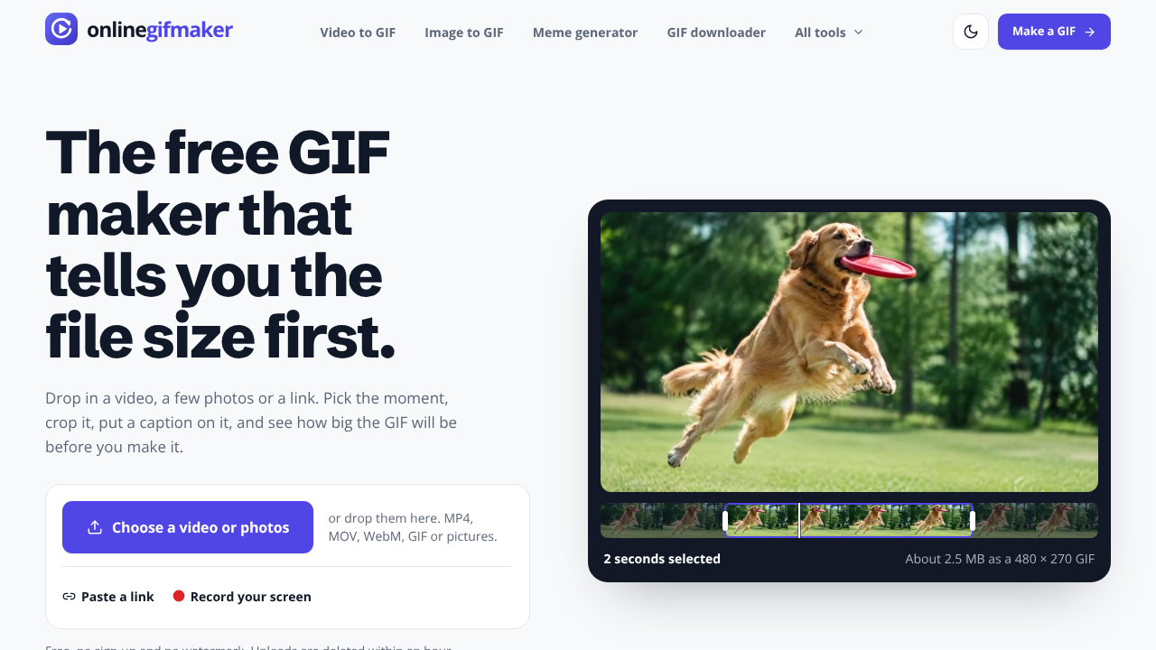 Online GIF Maker website screenshot