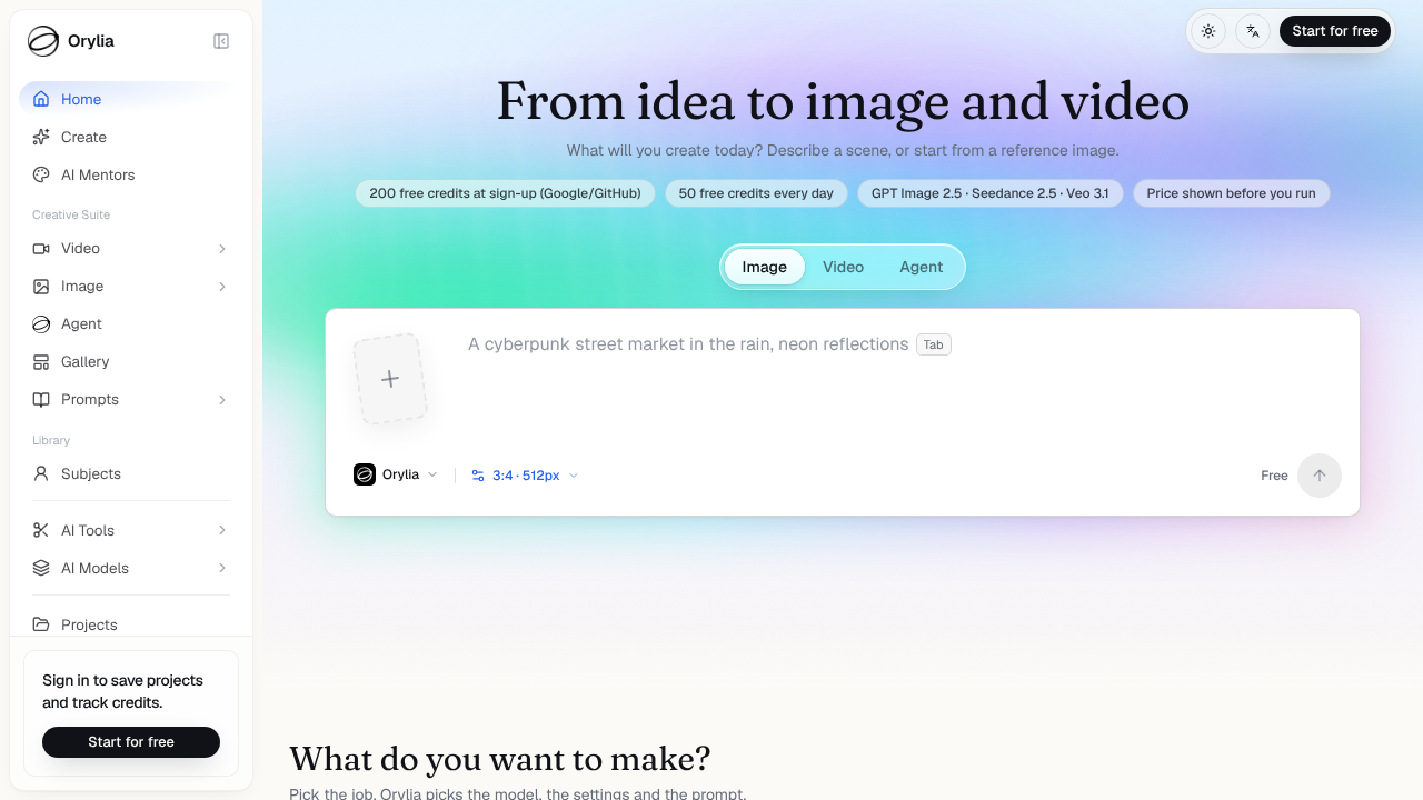 Orylia website screenshot